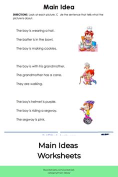 the main idea worksheet for children