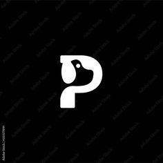 the letter p in white on a black background