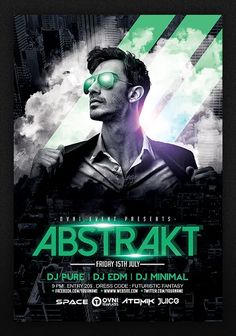 the poster for abstrakt featuring dj edm and dj minimal, which is featured in