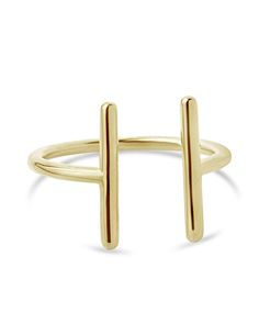 Slim wraparound T-bars create a delicate and minimalistic look in this parallel bar ring. Wear it as a single ring or stacked with a few of your favorites; either way, you'll be looking chic. Made from high-quality materials to ensure years of wear. Materials: 14K gold vermeil or sterling silver Features: 9.5mm bars, 1.5mm band width, Lead & Nickel free, open band- allows for minor adjustments Parallel Bar, Push Gifts, Single Ring, Bar Ring, Evil Eye Ring, Ring Collections, Gold Plated Sterling Silver, Sterling Ring, Quality Jewelry