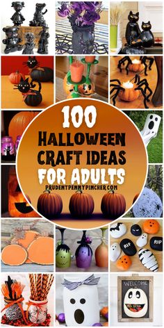 halloween crafts for adults that include pumpkins, jack - o'- lanterns and other decorations