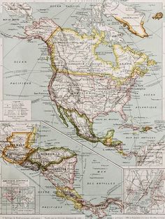 Old Northern and Central America Map Wall Mural-Wall Mural-Eazywallz Central America Map, Vintage Wall Mural, Cool World Map, Map Mural, World Map Mural, Cool World, Map Wall Mural, Map Murals, World Map Wallpaper