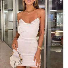 Brand New Fashion Nova White Dress With Gold Chain Details And Open Low Back Fashion Nova White Dress, White Dress With Gold, Dress With Gold Chain, Dresses Fashion Nova, Fashion Nova Dress, Fashion Nova Dresses, Low Back, Gold Chain, Gold Chains