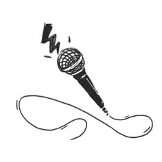 a black and white drawing of a microphone