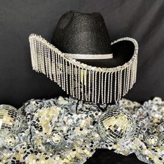 Diamond Fringe Cowboy Hat Cowgirl Hat Disco Cowgirl Rhinestone Hat Rhinestone Party Hat Rhinestone Cowboy Rhinestone Cowgirl Fringe - Etsy Party Hats With Rhinestones And Curved Brim, Silver Party Hat With Bling, Trendy Silver Party Hat, Western Party Hat With Rhinestone Fringe, Silver Hat With Rhinestones For Rodeo, Western Style Party Hats With Rhinestones, Western Silver Hats For Parties, Silver Rhinestone Hat For Rodeo, Western Silver Hat With Rhinestones