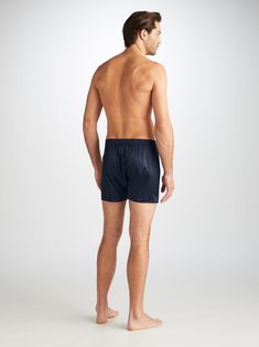 Designed for a more generous fit, our classic fit boxers feature a back panel to avoid the uncomfortable rear centre seam; ideal for those who prefer more coverage and a relaxed shape. The waistband is also fully elasticated and can be adjusted using the traditional two-button fly. Handmade in our workshop in Cheshire, England, our men's Bailey boxers are crafted from luxurious pure Italian silk. With a super-soft, extra lightweight feel, they'll make the everyday seem that little bit more speci Cheshire England, Derek Rose, Navy Man, Boxer Shorts, Pose Reference, Free Shopping, Silk Satin, Silk Fabric, Suits You