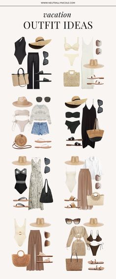 Outfit Ideas Vacation The Beach, Summer Outfit Beach Vacation, Vacation Outfits Neutrals, Vacation Cute Outfits, Beaches Outfit Women, Resort Birthday Outfit, Dress For Trip Outfit Ideas, Classy Pool Outfit, Spring Resort Outfits