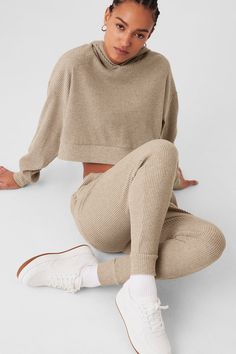 Muse Hoodie - Gravel Heather Mesh Turtleneck, Tie Dye Sweats, Yoga Sweatshirt, Ribbed Hoodie, Grey Cropped Hoodie, Turtleneck Sweatshirt, Hoodie And Sweatpants, The Muse, Knit Leggings