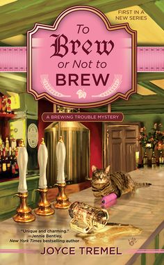 the cover of to brew or not to brew by joyce tremel, featuring a cat sitting on a bar