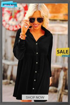 Black Long Sleeve Ruffle Velvet Button-up Dress Babydoll Shirt, Long Sleeve Velvet Dress, Ruffle Long Sleeve, Button Up Dress, Basic Dress, Long Black Dress, Kimono Cardigan, Long Sleeve Shirt Dress, Solid Dress