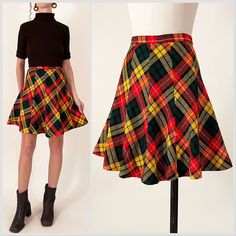 70s Plaid Acrylic Miniskirt Red Green Gold Plaid High Wasted Fit and Flare Skirt 24 Waist - Etsy Fitted Multicolor Skirt For Fall, Vintage Mini-length Fall Bottoms, Vintage Mini Length Bottoms For Fall, Vintage Mini Bottoms For Fall, Retro Fitted Mini Skirt For Fall, Vintage Lined Mini Skirt For Fall, Retro Plaid Flared Skirt, Vintage Multicolor Skirt For Fall, Retro Wool Skirt For Fall