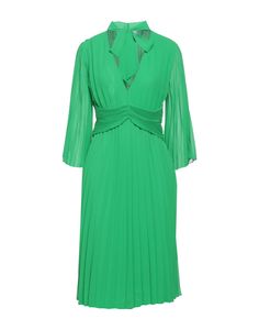 crepe, pleated, no appliqués, solid color, deep neckline, long sleeves, fully lined, zipper closure, flared style , Color: Green , Size: S