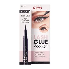 GLUEliner Black False Eyelash Glue & Eyeliner Clean+Easy GLUEliner Black False Eyelash Glue & Eyeliner | Black | Sally Beauty Dry Eyelids, Kiss Eyelashes, Best Eyelash Glue, Kiss Products, Kiss Lashes, Black Lashes, Beauty Make-up, Magnetic Eyelashes, Sally Beauty