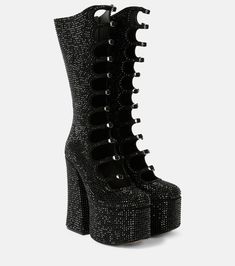 Kiki embellished suede platform knee-high boots in black - Marc Jacobs | Mytheresa Kiki Boots Outfit, Marc Jacobs Kiki Boots, Kiki Boots, Marc Jacobs Boots, Dress Png, Knee High Platform Boots, Inspo Fits, Platform Boots Women, Goth Clothes