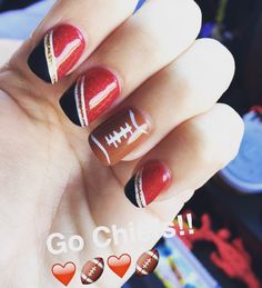 Chiefs Inspired Nails, Kansas City Chiefs Eye Makeup, Kansas City Chiefs Nail Designs