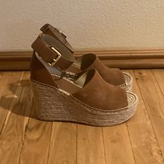 Nwt Marc Fisher Espadrille Wedge Sandal Size 8.5 Brand New Discontinued, Rare Style Suede Straps And Cover 4” Wedge And 1 1/2 “ Platform Peep-Toe Wedges Bundle & Save Green Espadrilles, Espadrilles Shoes, Black Suede Shoes, Ankle Strap Flats, Wedge Espadrilles, Espadrilles Platform, Leather Platform Sandals, Leather Espadrilles, Espadrille Wedge