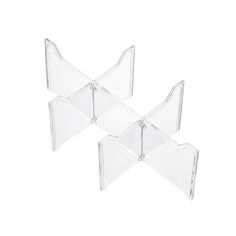 three clear acrylic wall shelves on white background