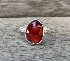 Elegant Free Form Rose Cut Red Garnet Sterling Silver Ring with Patterned Ring Band | Red Stone Ring | Engagement Ring | Gifts for Her by GildedBug on Etsy Geometric Rose, Sterling Silver Garnet Ring, Red Stone Ring, Silver Gift Wrap, Ring Gifts, Stone Engagement Rings, Star Ring, Unique Handmade Jewelry, Silver Gifts