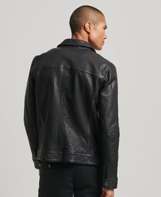 Men's - 70s Leather Jacket in Black | Superdry UK Black Noir, Man Shop, Leather, Black