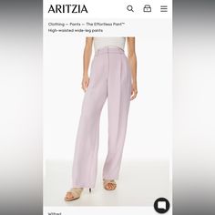 Hi Rise Wide Leg Pants In Cloudy Lilac. Wilfred From Aritzia. Nwt Bought The Wrong Size And Missed The Return Window. Purple Wide Leg Full Length Pants For Summer, Tailored Evening Bottoms For Summer, Fitted Dress Pants For Spring Evening, Fitted Dress Pants For Evening In Spring, Fitted Dress Pants For Evening Spring Events, Purple Full Length Formal Bottoms, Formal Full-length Purple Bottoms, Purple Formal Full-length Bottoms, Full Length Purple Formal Bottoms