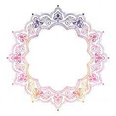 a circular frame with an ornate pattern on the center and sides, in pastel colors