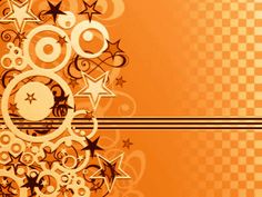 an orange background with stars and circles