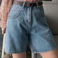 FREE SHIPPING ON ALL ORDERS OVER $50 | 100% SATISFACTION GUARANTEED Click "ADD TO CART" To Get Yours Now | Up To 60% OFF ✨  The Arimonz Women Denim Shorts High Waist Belted Loose Short Jeans Mom Shorts is a wardrobe staple for the season. This pair comes with a not-so-right rise and a mid-rise waist that will soften your look and shape your silhouette. The denim short jeans have an elastic waistband, belt loops, and 4 pocket design. The straight-leg style is super cozy and worn without being ove Women Denim Shorts, Streetwear Shorts, Female Shorts, Summer Streetwear, Basic Shorts, Short Jeans, Mom Shorts, Loose Shorts, Denim Shorts Women