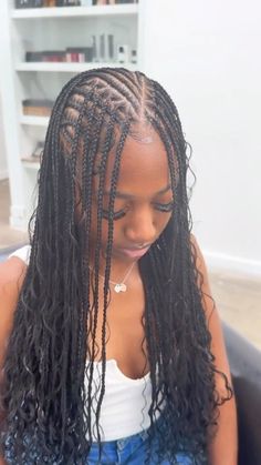 What she asked for v. What she Got😮 These boho feed-in knotless flip over braids are everything on @thegabbster25 TikTok😍 Such amazing… | Instagram Big Box Braids Hairstyles, Feed In Braids Hairstyles, Braids Hairstyles Pictures, Pretty Braided Hairstyles