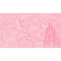 a pink wallpaper with a castle and swirls in the center, on a white background