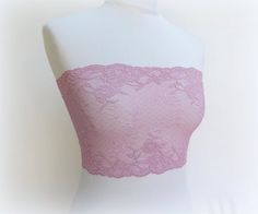 Pink see through sheer elastic lace bandeau tube top bustier underwear Chica Punk, Lace Bandeau Top, Pink Tube Top, Tumblr Clothes, Lace Tube Top, Pink Lace Bra, Dance Apparel, Low Cut Dresses, Low Back Dresses