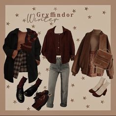 Gryffindor Academia Outfit, Harry Potter Lookbook, Griffindor Outfits Aesthetic, Harry Potter Outfit Ideas Gryffindor, Gryffindor Academia, Gryffindor Outfit Ideas