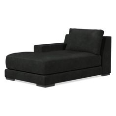 a black chaise lounge chair on a white background