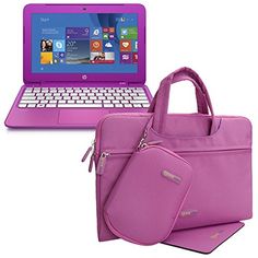 a pink laptop and bag sitting next to each other