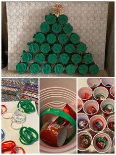 christmas tree made out of cups and paper plates