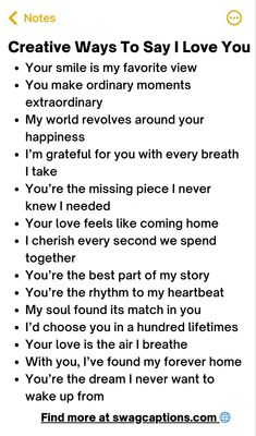 a poem that says creative ways to say i love you