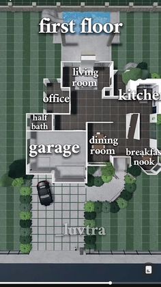 an aerial view of a house with the first floor