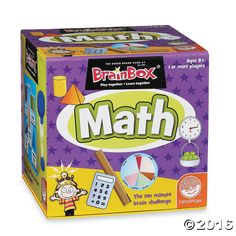 a box of brainbox math game on a white background