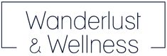 the words wanderlust and wellness are shown in black on a white background