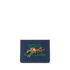 On this canvas-and-leather card case a polo player on horseback is rendered in multicolored embroidery at the front. Men’s Wallet, Ralph Lauren Wallet, On Horseback, Leather Card Case, Small Leather Goods, Canvas Leather, Christmas List, Card Case, Equestrian