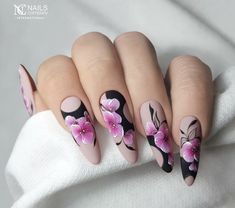 Butterfly And Flower Nails, Butterfly Nail Designs, April Nails, 3d Flower Nails, Butterfly And Flower, Flower Nail Designs, Almond Nails Designs, Acrylic Nails Coffin Pink