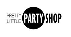 the pretty little party shop logo is shown in black and white, with an oval shape