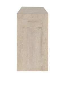 the side table is made out of wood and has a square shaped top with an open drawer