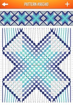 the pattern is shown in blue and white, with an arrow pointing up at it