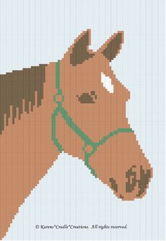 a cross stitch horse head with bridle