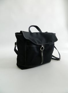 CHRISTMAS SALE  15 OFF  Tanya in Black // by christystudio on Etsy, $53.00 Practical Black Everyday Backpack, Practical Black Backpack For Everyday, Black Canvas Backpack With Zipper Pocket, Black Rectangular Canvas Backpack, Black Canvas Standard Backpack, Black Waxed School Bag, Minimalist Black Travel Backpack, Black Minimalist Backpack For Everyday, Satchel Backpack