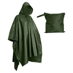 Heavy Duty Rain Poncho For Backpacking, Waterproof Lightweight For Adults, Military, Emergency, Camping, Men, Women Pvc Coated Polyester Polyester Lining Drawstring Closure Hand Wash Only Military Poncho, Outdoor Music Festival, Poncho Men, Rain Cape, Outdoor Music, Rain Poncho, Outdoor Backpacks, Pvc Coat, Backpacking Packing