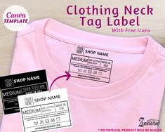 a pink t - shirt with the name tag label on it