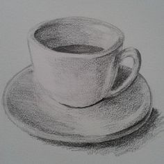 a drawing of a coffee cup and saucer