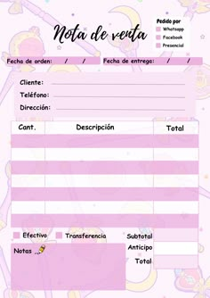 a pink certificate with the words meta de venta in spanish and an image of a cartoon character