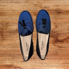 Slip On Loafer Made Of Soft Velvet Upper And Leather Lining And Insole. Light Rubber Lug Sole. 1.5” Heel; 0.75” Platform. Made In Spain. Blue Slip-on Loafers For Fall, Blue Flat Loafers For Fall, Blue Slip-on Flats For Fall, Blue Closed Toe Flats For Fall, Blue Slip-on Loafers With Flat Heel, Blue Slip-on Flat Loafers, Blue Flat Loafers For Summer, Casual Blue Tassel Loafers With Leather Sole, Blue Slip-on Flats With Almond Toe